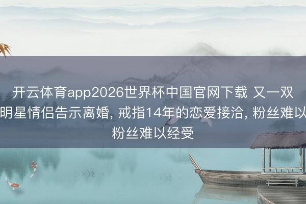 开云体育app2026世界杯中国官网下载 又一双韩国明星情侣告示离婚， 戒指14年的恋爱接洽， 粉丝难以经受