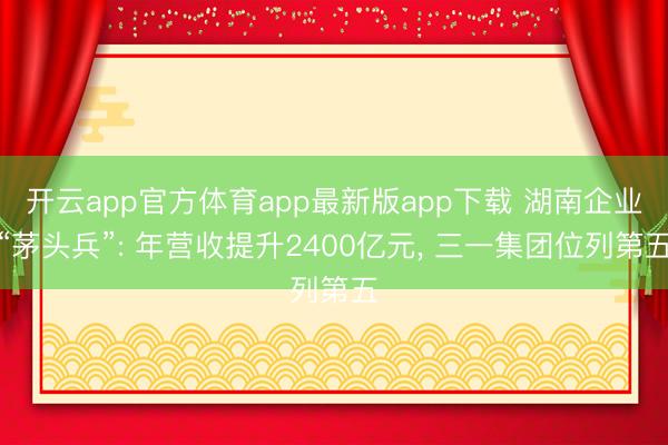 开云app官方体育app最新版app下载 湖南企业“茅头兵”: 年营收提升2400亿元, 三一集团位列第五