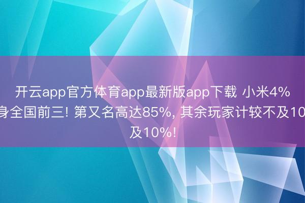 开云app官方体育app最新版app下载 小米4%置身全国前三! 第又名高达85%， 其余玩家计较不及10%!