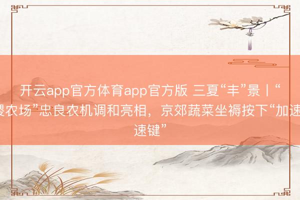 开云app官方体育app官方版 三夏“丰”景丨“奇稷农场”忠良农机调和亮相，京郊蔬菜坐褥按下“加速键”