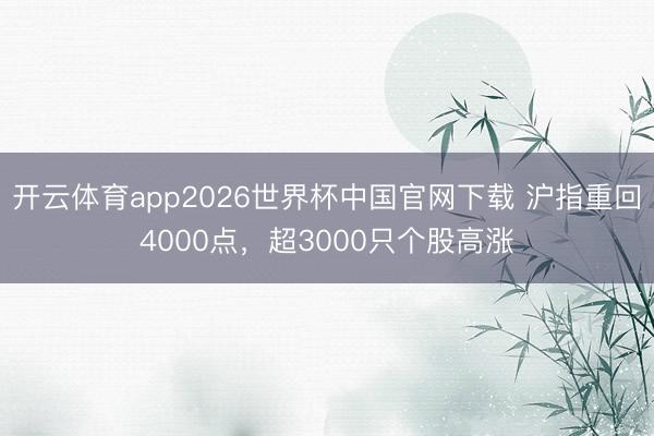 开云体育app2026世界杯中国官网下载 沪指重回4000点，超3000只个股高涨