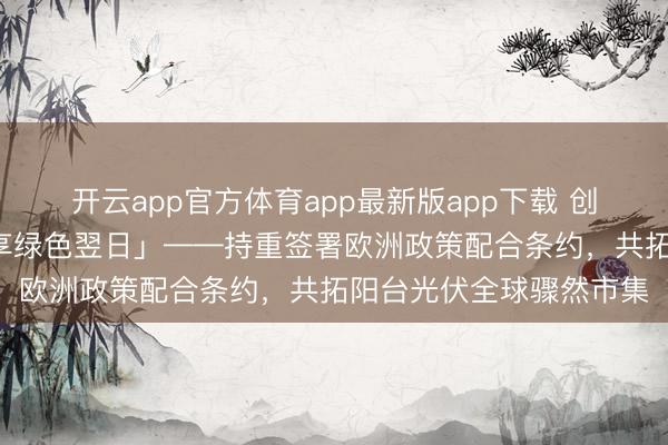 开云app官方体育app最新版app下载 创维光伏×京东国际「智享绿色翌日」——持重签署欧洲政策配合条约，共拓阳台光伏全球骤然市集