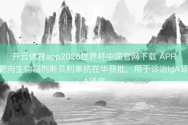 开云体育app2026世界杯中国官网下载 APRIL靶向生物制剂斯贝利单抗在华获批，用于诊治IgA肾病