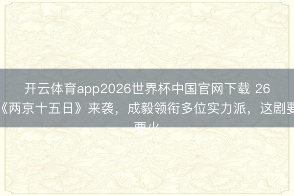 开云体育app2026世界杯中国官网下载 26集《两京十五日》来袭,成毅领衔多位实力派,这剧要火