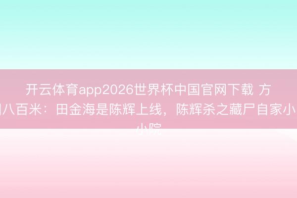 开云体育app2026世界杯中国官网下载 方圆八百米:田金海是陈辉上线,陈辉杀之藏尸自家小院