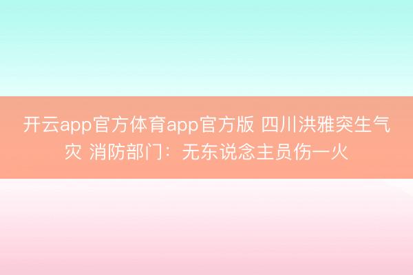 开云app官方体育app官方版 四川洪雅突生气灾 消防部门：无东说念主员伤一火